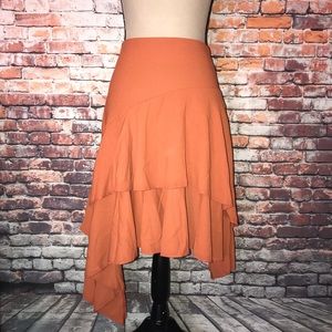 Asymmetrical Tiered Orange Skirt